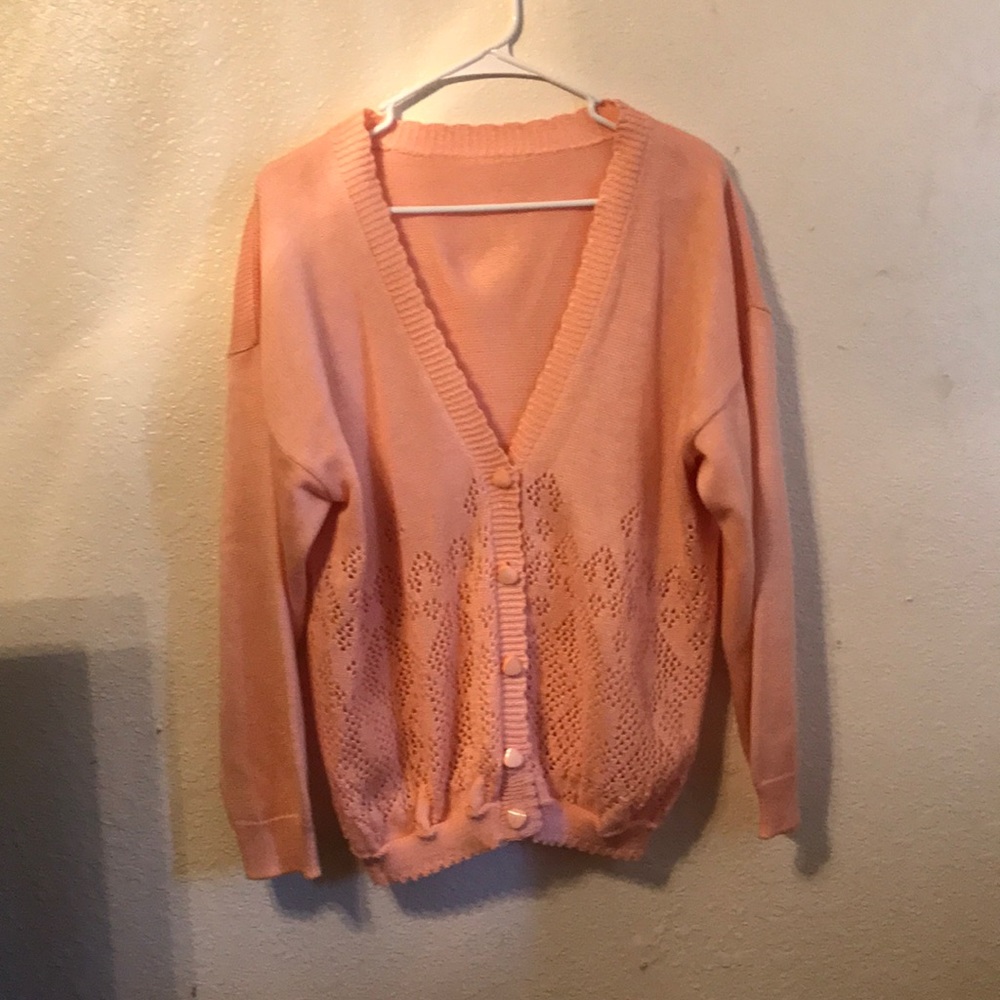 No brand V-neck peachy pink cardigan